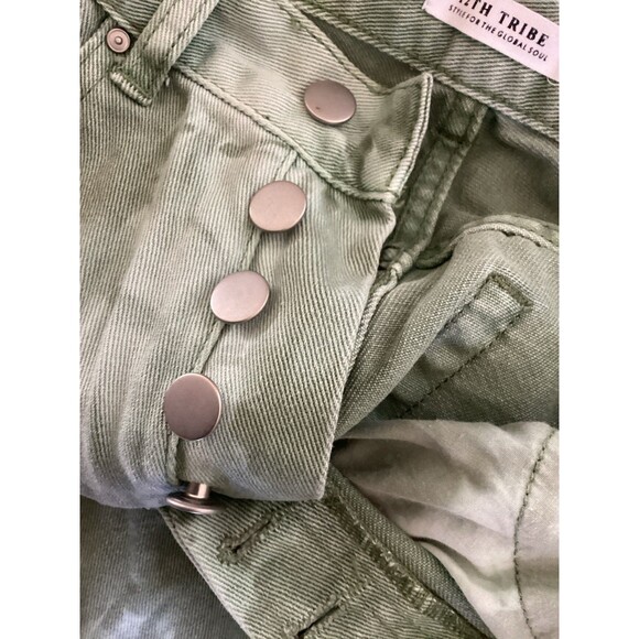 12th Tribe Green Tie Dye Tapered High Rise Jeans Button Fly S - Picture 5 of 6